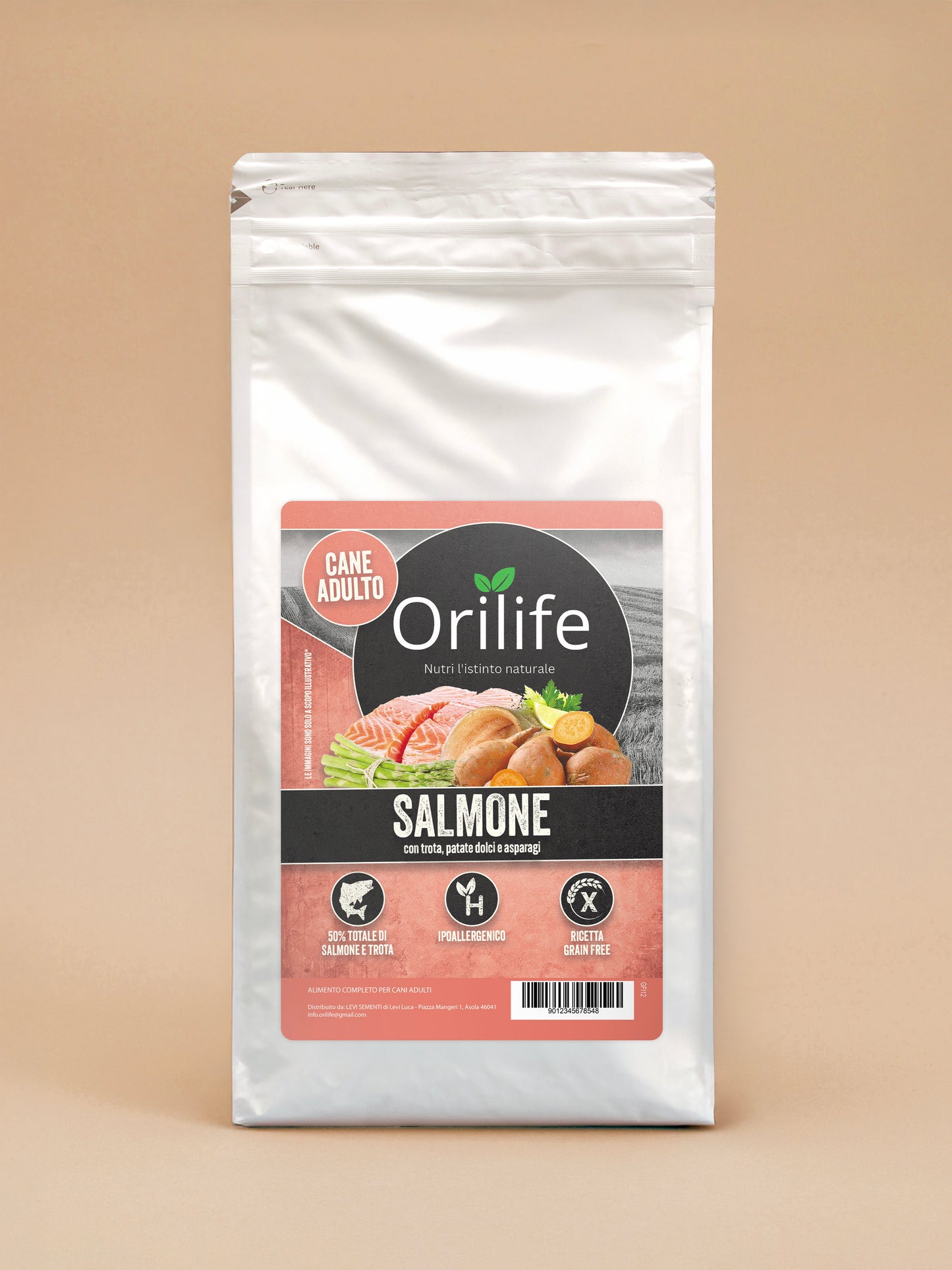 Salmone con trota, patate dolci e asparagi