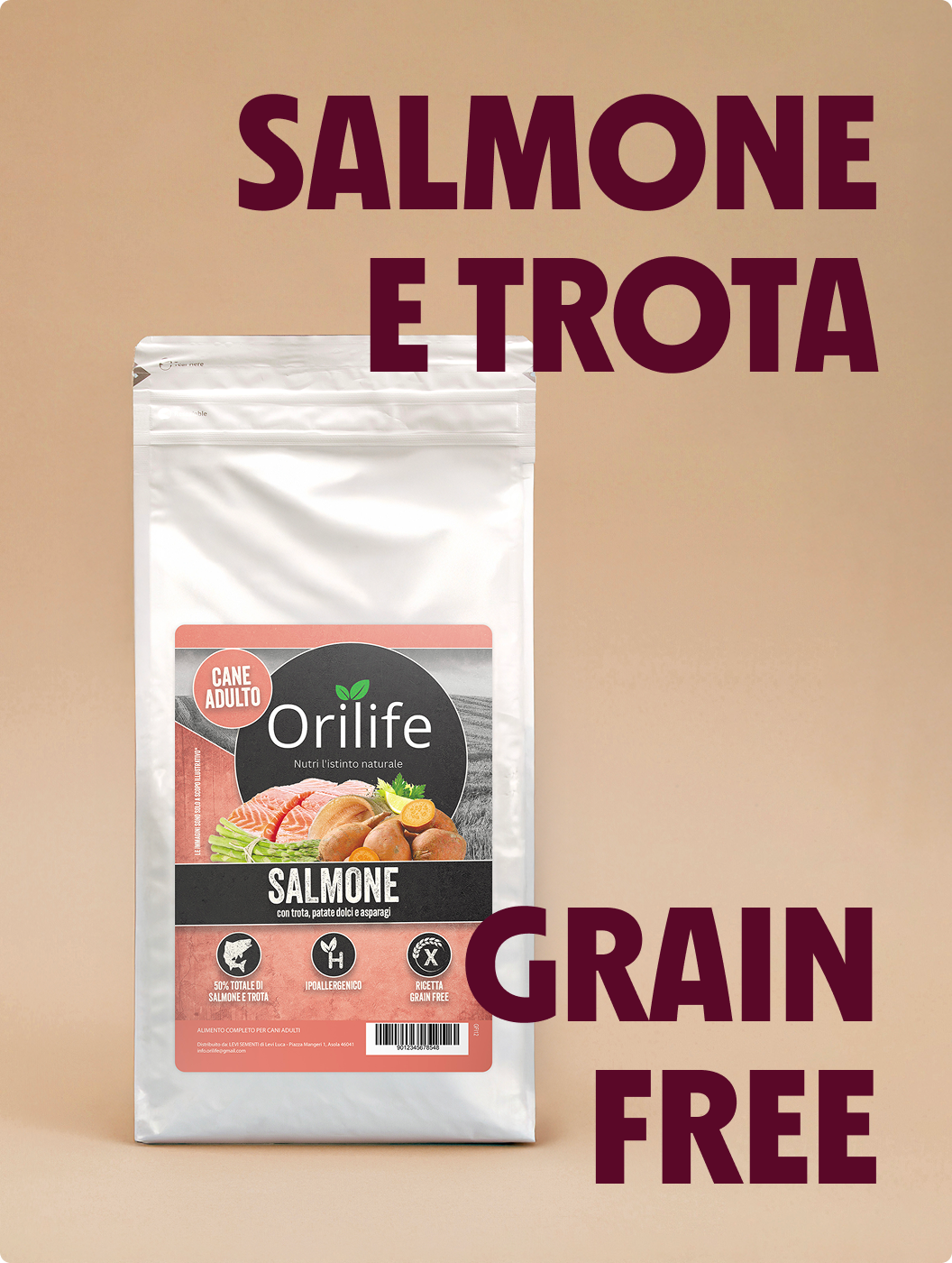 Salmone con trota, patate dolci e asparagi